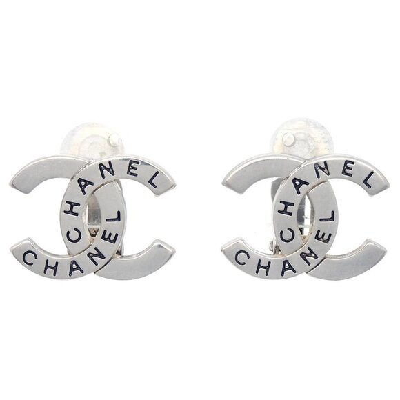 Chanel CC Earrings Clip-On Silver 98P 194600 - Picture 1 of 4